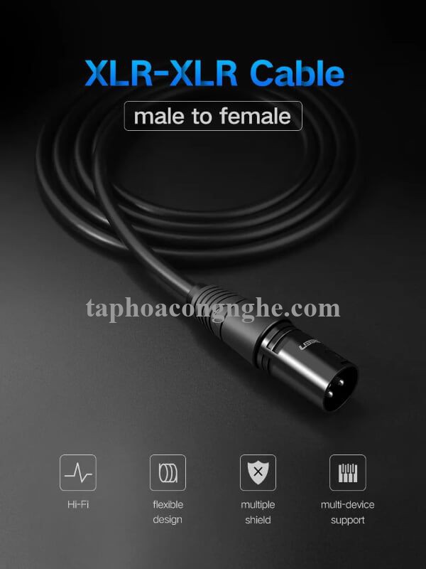 Ugreen 50296 0.5M Màu Đen Cáp nối dài Microphone Canon âm thanh AV130 30050296